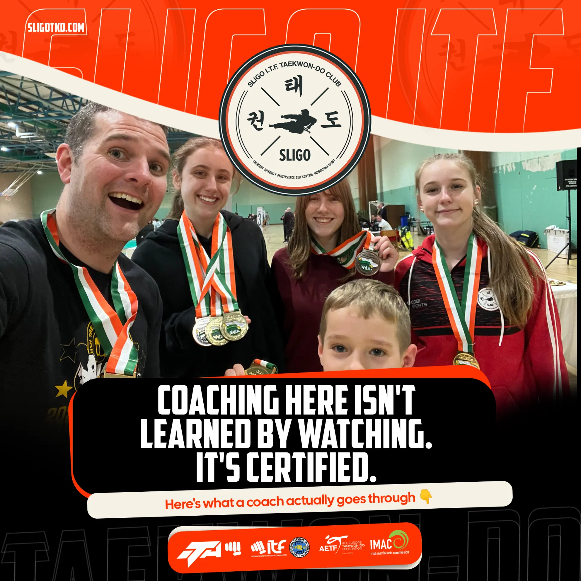 Sligo ITF social graphic — coaching here isn't learned by watching