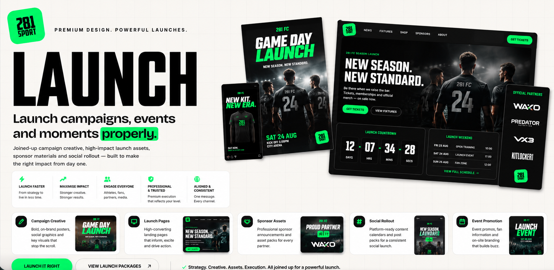 281Sport Launch — campaign creative, launch pages, sponsor assets and social rollout