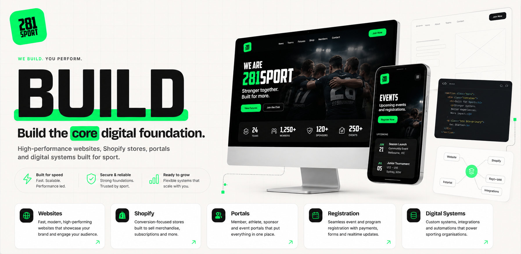 281Sport Build — websites, Shopify stores, portals and registration systems for sport